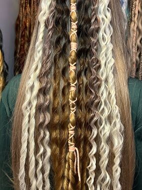 Blonde & Brown Mixed Hair Extensions with Braided Accent